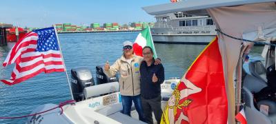 Sergio Davì è arrivato a Los Angeles a bordo del suo gommone Aretusa Explorer