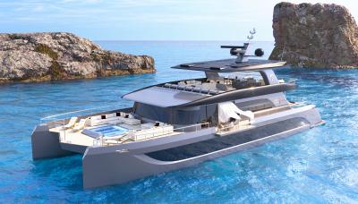 VisionF 100, il catamarano in kevlar con la piscina sospesa sul mare